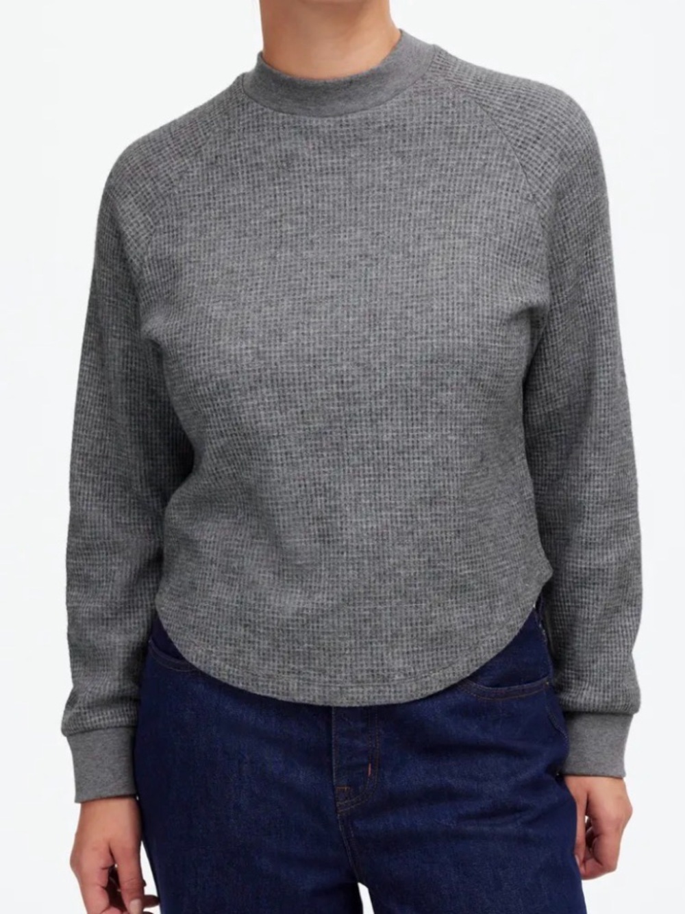 Madewell Blue Gray Waffle Turtleneck Pullover